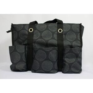 Thirty One Keep It Caddy 7 Pocket Organizer Black Gray Circles Bag Tote